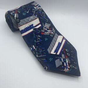 Vintage Walmart Neck Tie Company B Semi Truck Red White Blue 90s